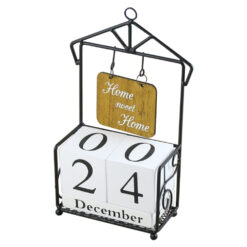 Calendar perpetuu din lemn "Home sweet home" 12x24 CM