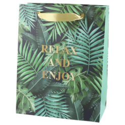 Punga cadou din hartie 18x23 CM "Relax and Enjoy" - Frunze