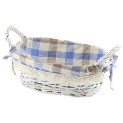 Cos din rachita cu husa si 2 manere 25x18 Cm, carouri