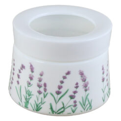 Suport condimente 350 ml, din sticla opal, cu capac din plastic, Lavanda