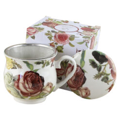 Cana portelan retro cu infuzor metalic si capac 530 ml, "Kasandra", in cutie decorativa