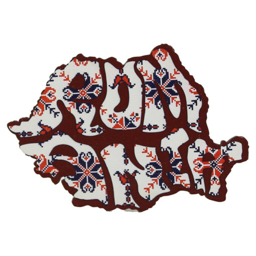 Magnet frigider din lemn, Harta Romaniei, 9x6 CM, Motive traditionale