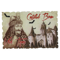 Magnet frigider din lemn "Romania" 9x6 CM, Castelul Bran/Vlad Tepes