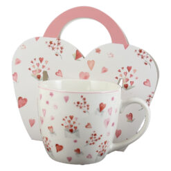 Cana portelan "Valentine" 460 ml, in ambalaj decorativ, cu inimioare