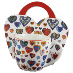 Cana portelan "Colorful Hearts" 460 ml, in ambalaj decorativ, cu inimioare colorate