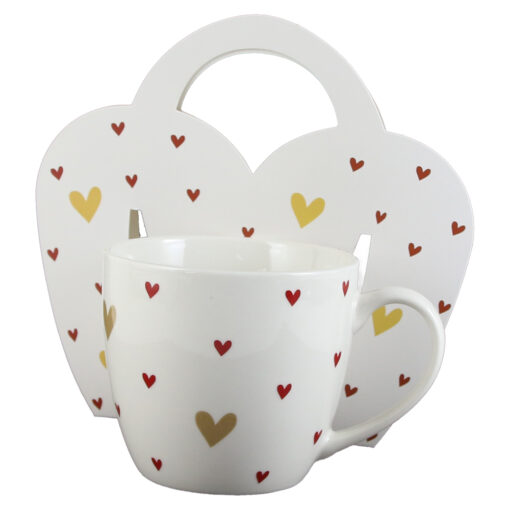 Cana portelan "Hearts 4" 460 ml, in ambalaj decorativ, cu inimioare
