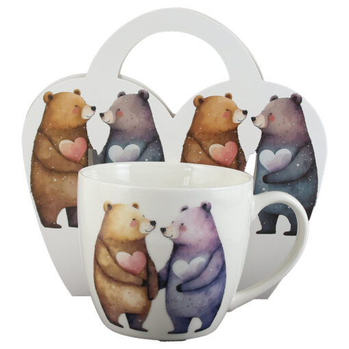 Cana portelan "Bears 1" 460 ml, in ambalaj decorativ, cu inimioare
