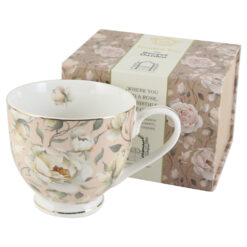 Cana portelan "English Roses Cream", 530 ml, in cutie decorativa