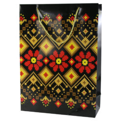 Punga cadou cu motive traditionale 30x41 CM negru/rosu/galben