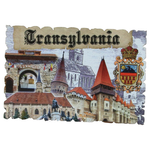 Magnet frigider din lemn "Transylvania" 9x6 CM, Castelul Corvinilor