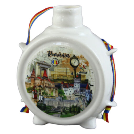 Plosca decorativa "Romania" 9 CM, Cladiri faimoase