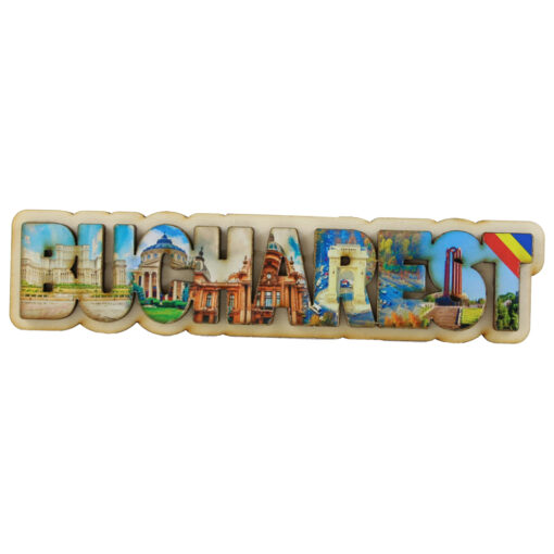 Magnet frigider din lemn "Bucharest" 17x4 CM, colaj