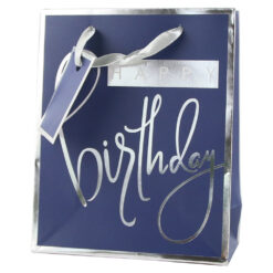 Punga cadou din hartie 11x14 CM, "Happy Birthday", cu eticheta