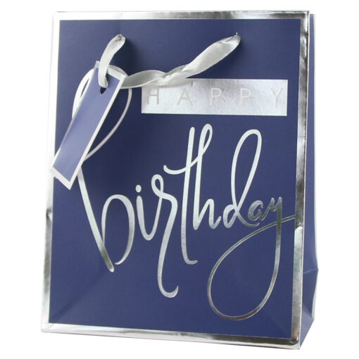 Punga cadou din hartie 11x14 CM, "Happy Birthday", cu eticheta