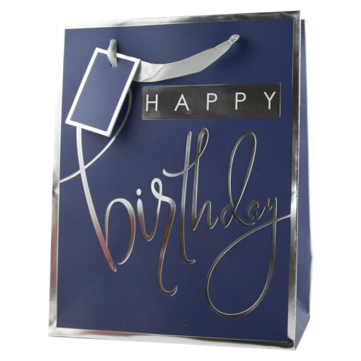 Punga cadou din hartie 18x23 CM, "Happy Birthday", cu eticheta