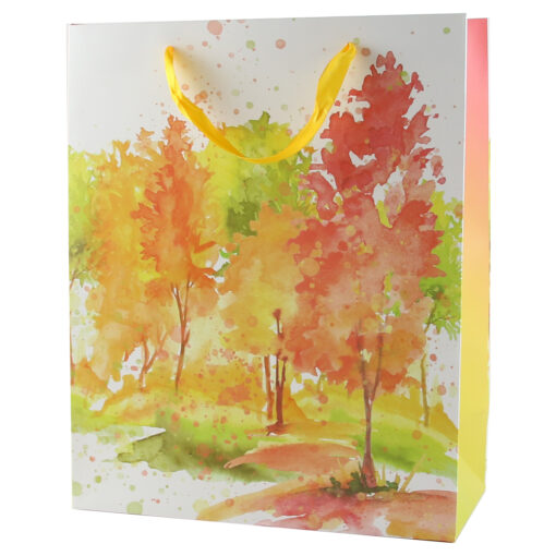 Punga cadou din hartie 26x32 CM, Copaci in acuarela