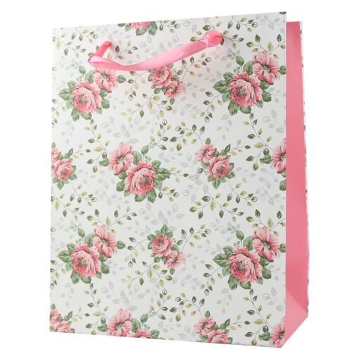 Punga cadou din hartie 18x23 CM, flori rose