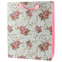 Punga cadou din hartie 26x32 CM, flori rose