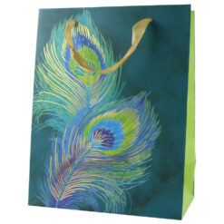 Punga cadou din hartie 18x23 CM, Pene de paun