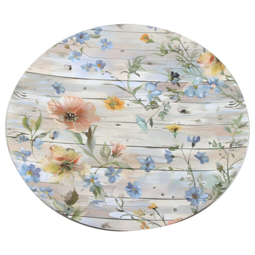 Tava rotunda din plastic 33 CM, Flori albastre