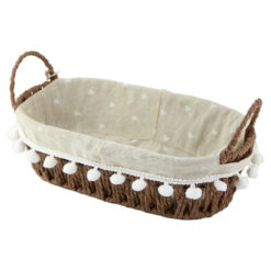 Cos paine din rachita cu husa 27x14 CM - Design cu inimioare