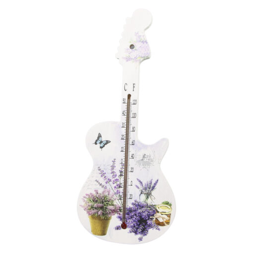 Termometru din lemn Chitara 26 CM Lavanda