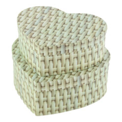 Set 2 cutii cadou Inimioara cu capac 19/22 CM - Design impletit