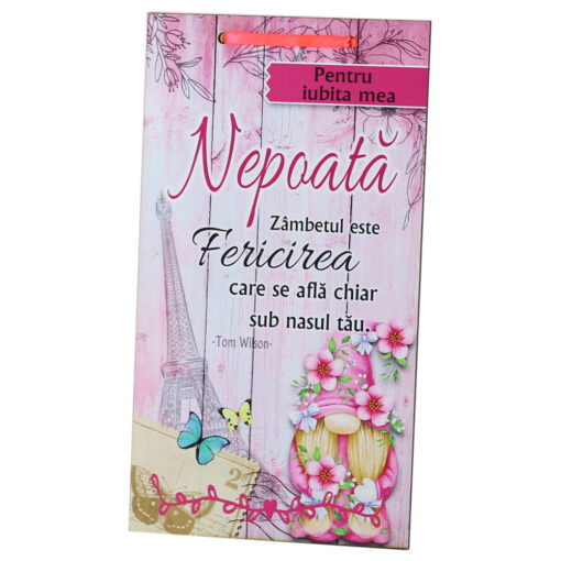 Tablou lemn personalizat "Pentru iubita mea Nepoata" 15x27 CM