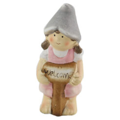 Figurina Fata/Baiat din ceramica cu tabla Welcome 12 CM