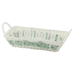 Cos paine din paie de hartie cu fundita verde 30x15 CM