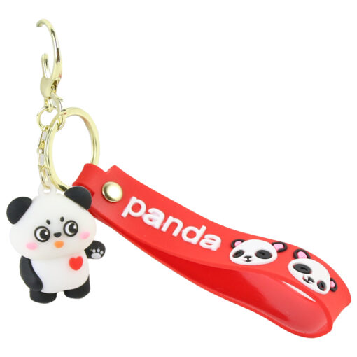 Breloc Ursulet Panda cu inimioara, din plastic