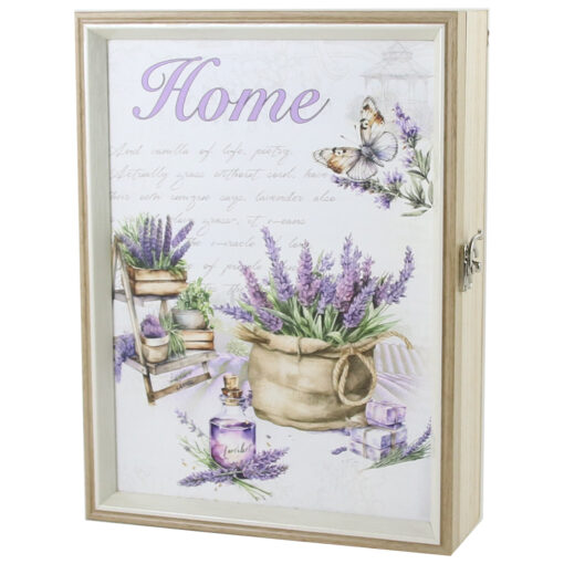 Cutie pentru chei din lemn, Home 19.5x26 CM - Lavanda