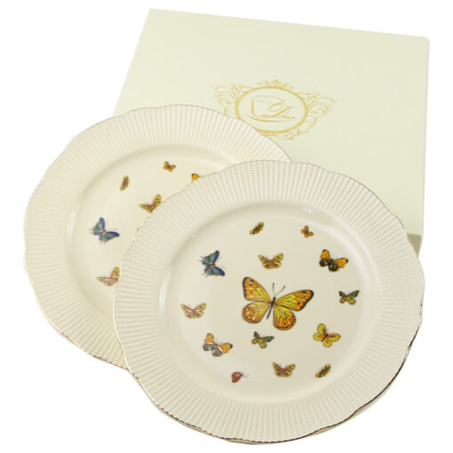 Set 2 farfurii desert 20.5 CM, din portelan "Butterflies", in cutie decorativa