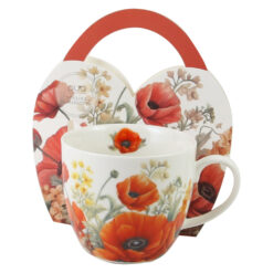 Cana portelan 460 ml "Poppies", in ambalaj decorativ
