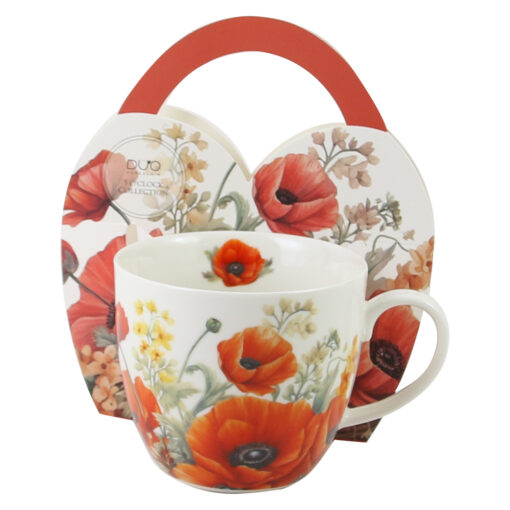 Cana portelan 460 ml "Poppies", in ambalaj decorativ