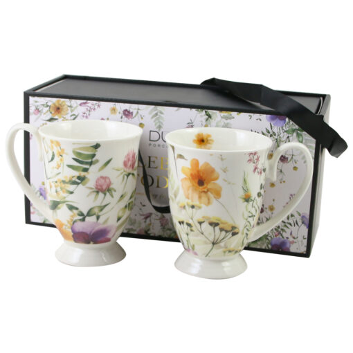 Set 2 cani din portelan "Pansy", 340 ml, in cutie decorativa