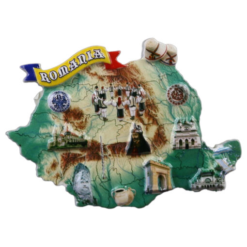 Magnet frigider din rasina 7.5x5.5 CM, Harta Romaniei