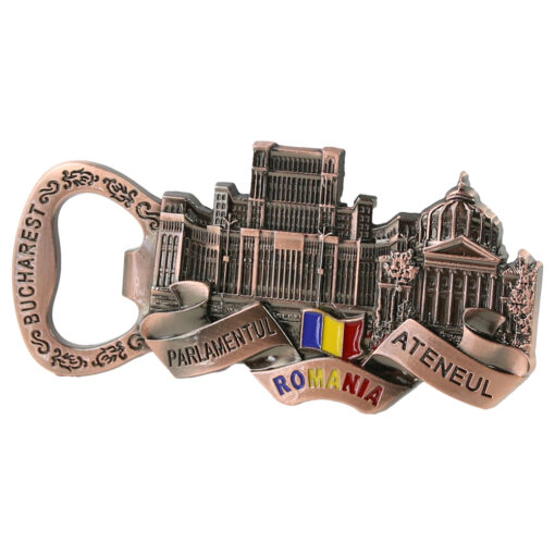 Magnet frigider cu desfacator, din metal 4.5x9.5 CM, Romania, Bucharest
