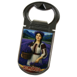 Desfacator sticle cu magnet "Romania", Tarancuta cu lavanda, 4x9 CM