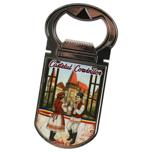 Desfacator sticle cu magnet "Castelul Corvinilor", 4x9 CM
