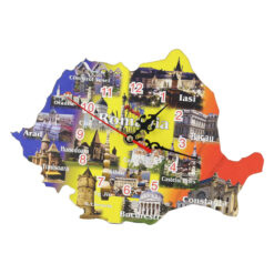 Ceas de perete din lemn Harta - Romania 25x17 CM