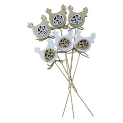 Set 6 pick decor pentru Pasti Gaina din lemn ?28 CM
