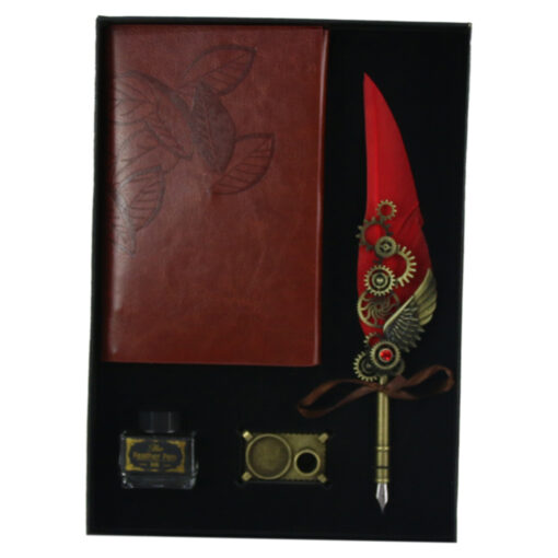 Set Pana de scris cu agenda Vintage - 4 piese