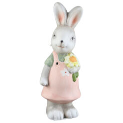Figurina Iepuras din ceramica, cu floare 8x21 CM