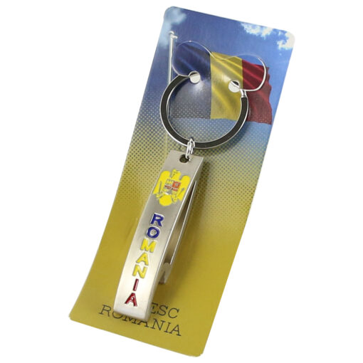 Breloc cu desfacator de sticle "Romania" 9 CM, stema