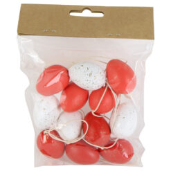 Set 12 oua din plastic 3x4 CM, rosu/auriu