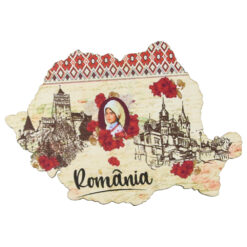 Magnet frigider din lemn "Romania" 9x6 CM, Harta Romaniei, Tarancuta