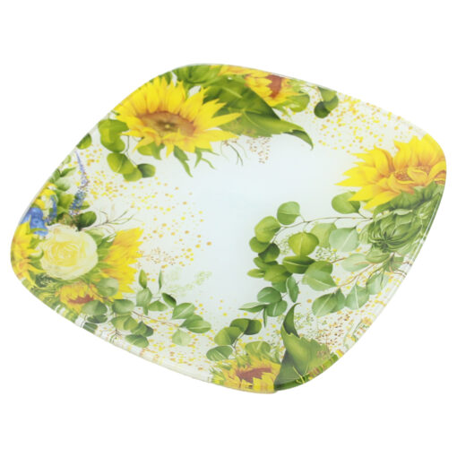 Platou din sticla 20x20 CM, Floarea soarelui