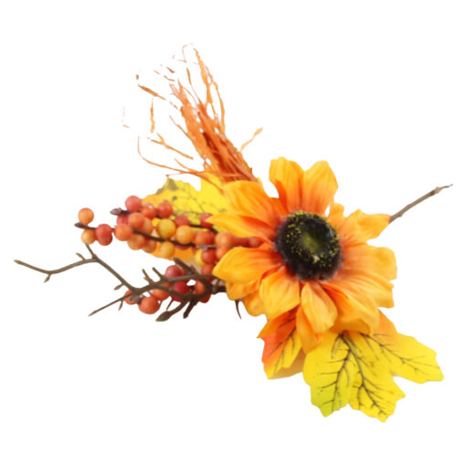 Pick decor Toamna cu floarea soarelui si bobite, 25 CM