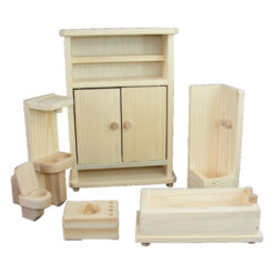 Set mobilier baie 6 piese realizate din lemn - Naturala
